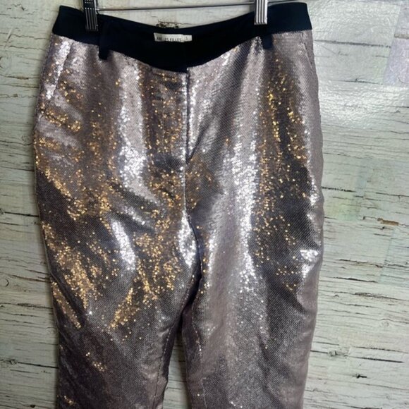 ALEC LES VILLE SEQUINS silver trousers pants size small straight leg - Picture 3 of 8